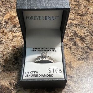 Forever Bride Silver-Tone Ring with Clear Center Stones